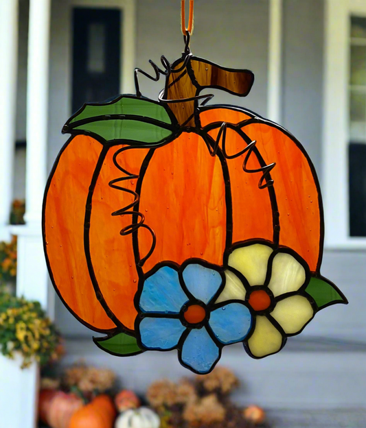 Floral Pumpkin with Black Finish