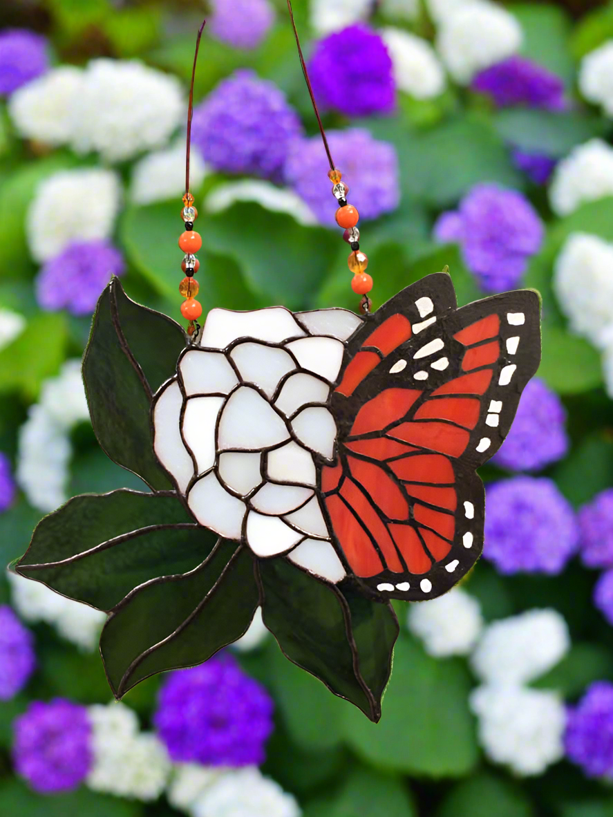Monarch on Hydrangea Suncatcher
