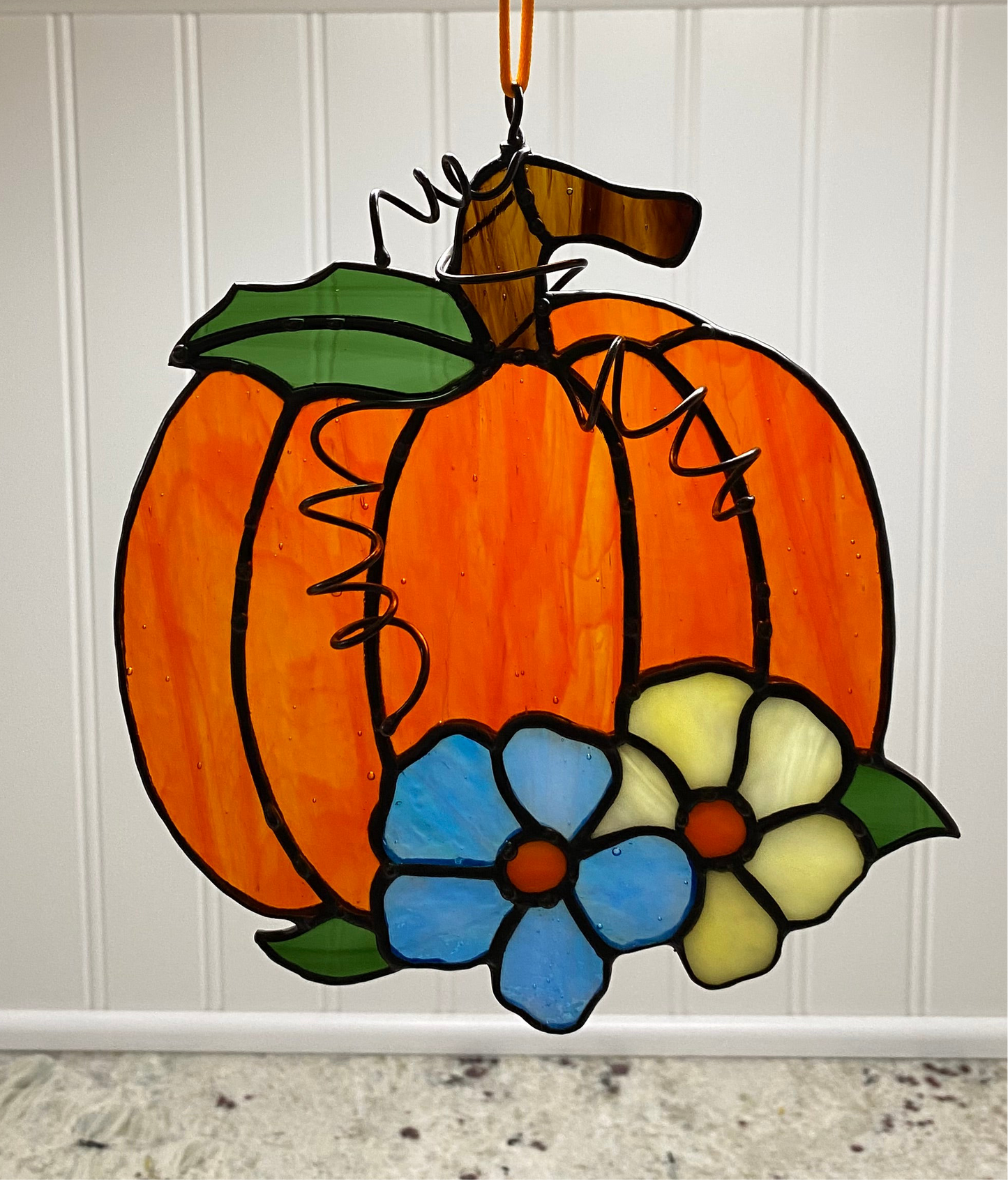 Floral Pumpkin with Black Finish