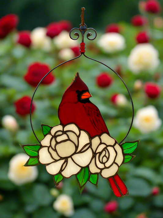 Cardinal with Roses