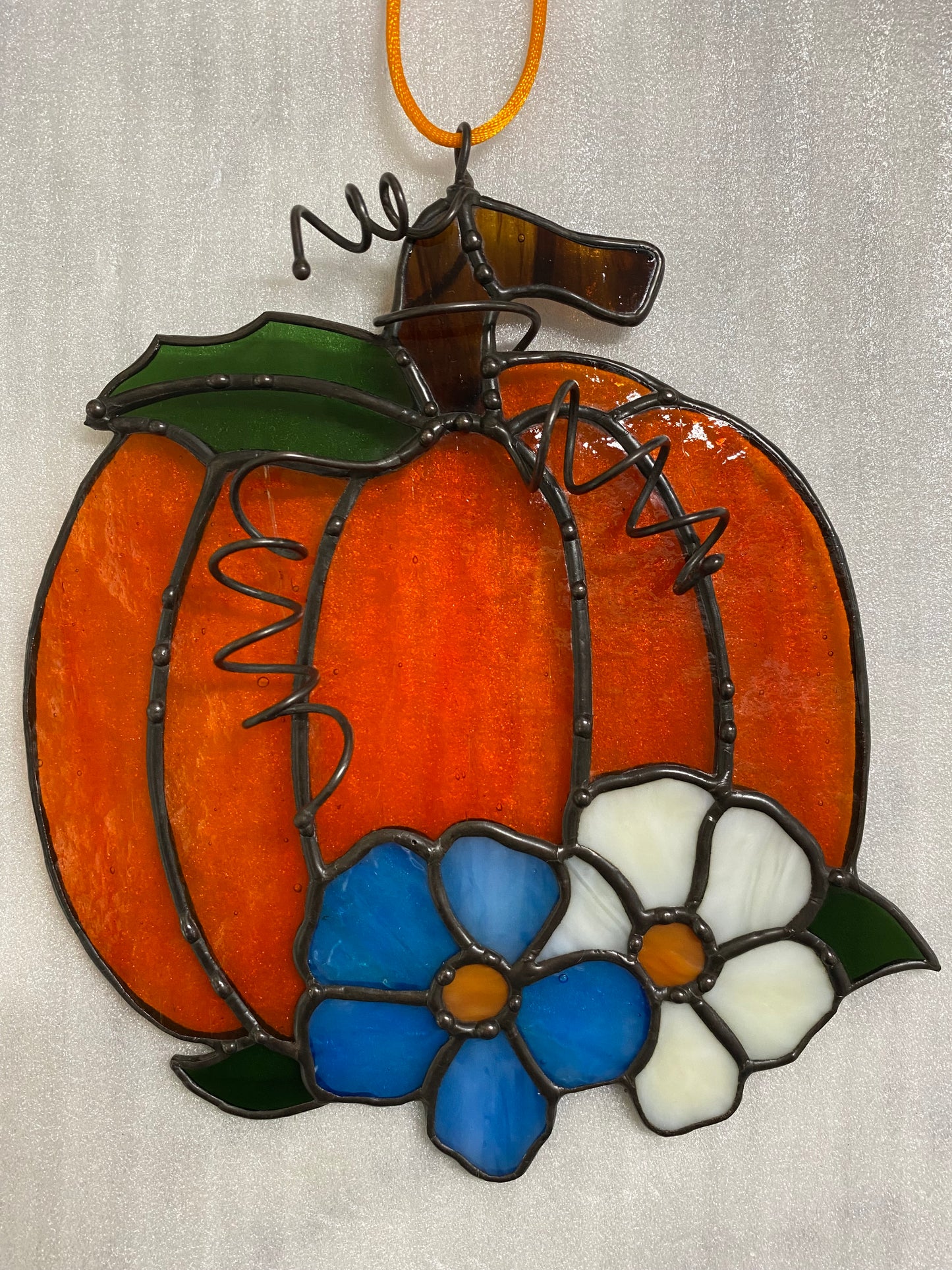 Floral Pumpkin with Black Finish