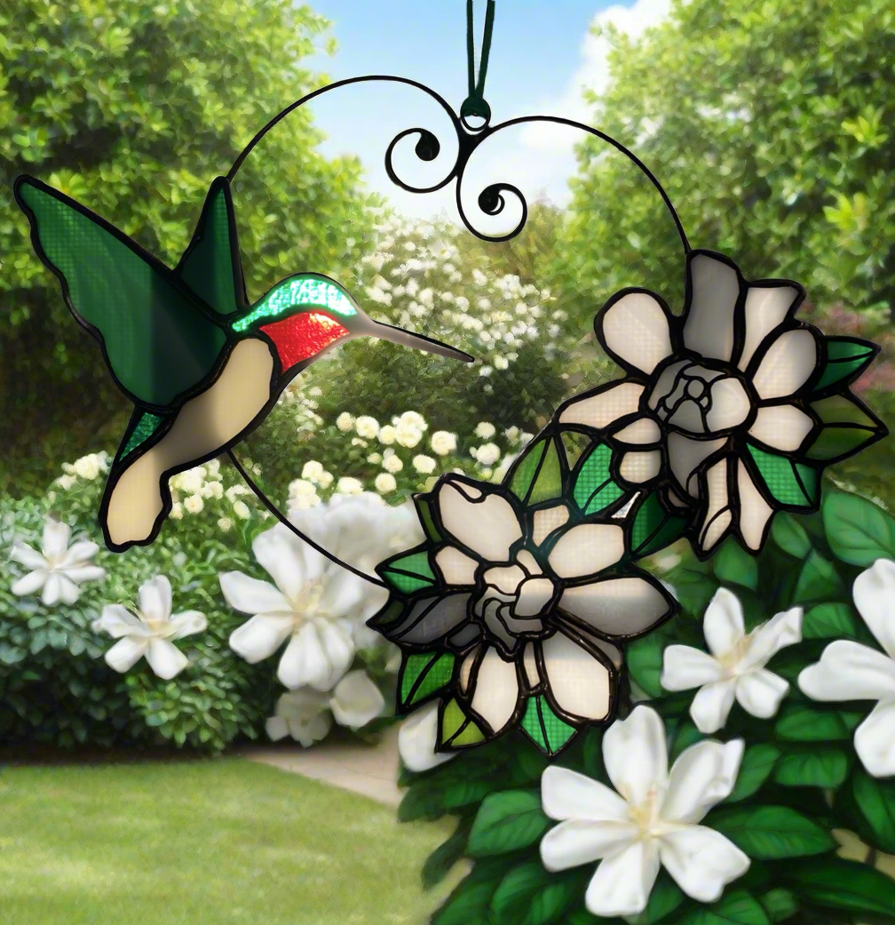 Hummingbird with Gardenias