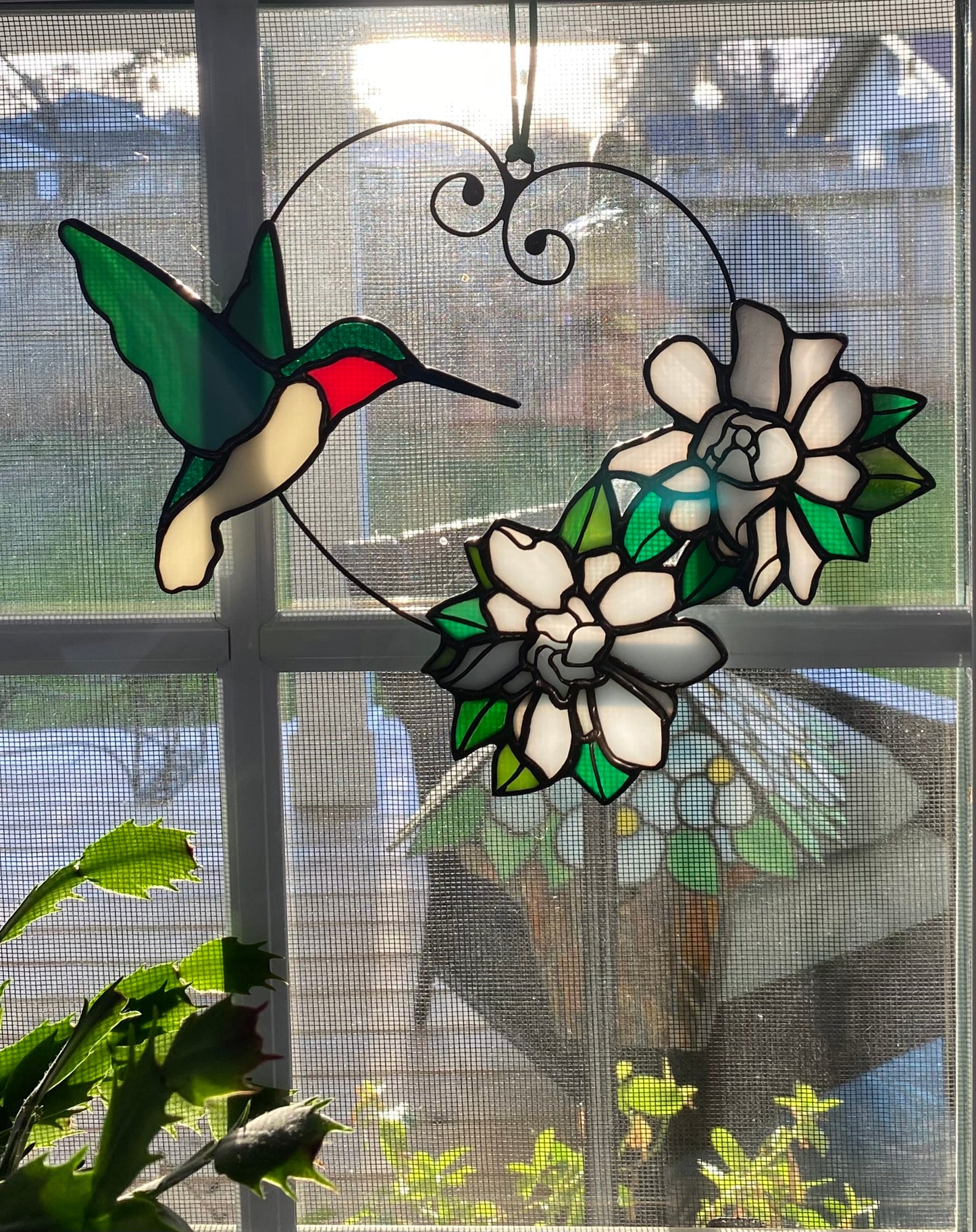 Hummingbird with Gardenias