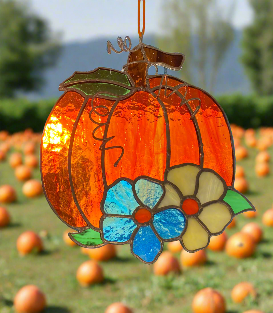 Floral Pumpkin with Black Finish