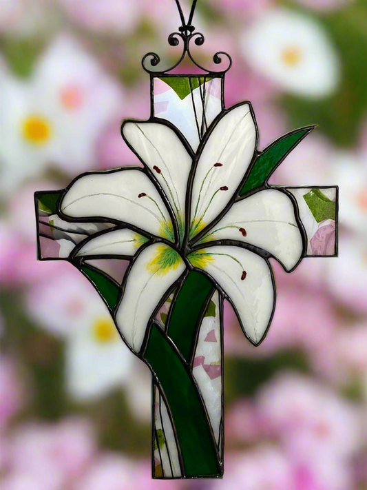 Cross and Lily Suncatcher