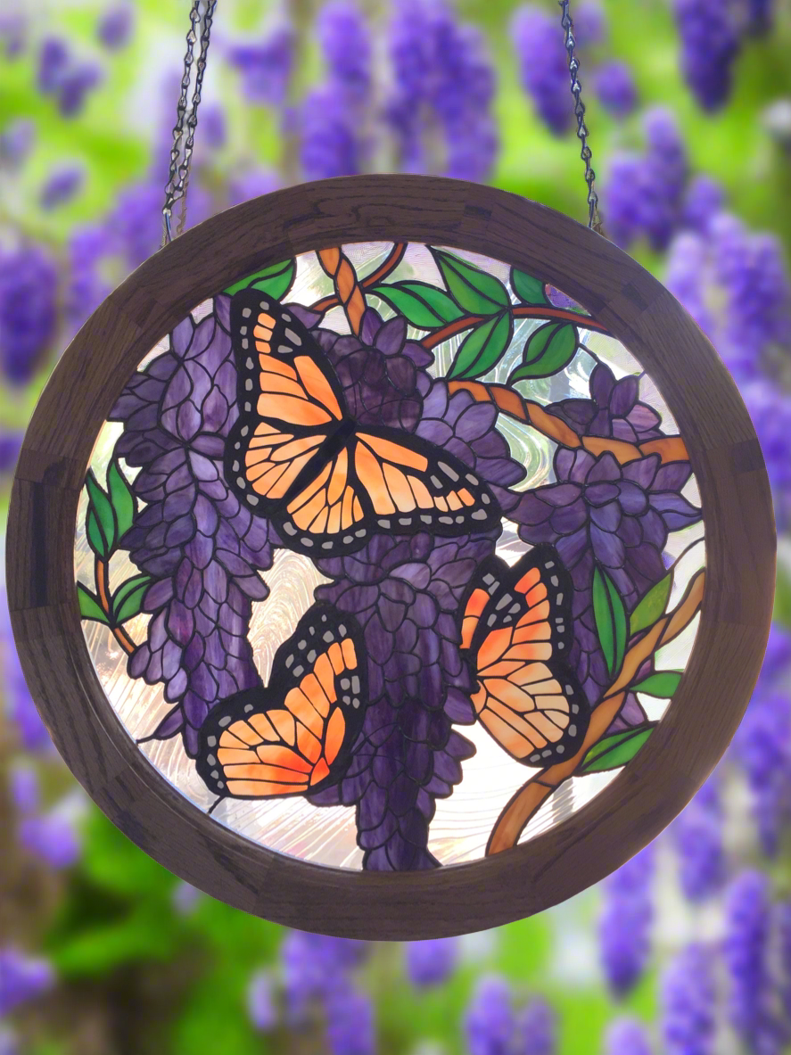 Monarchs and Wisteria Panel