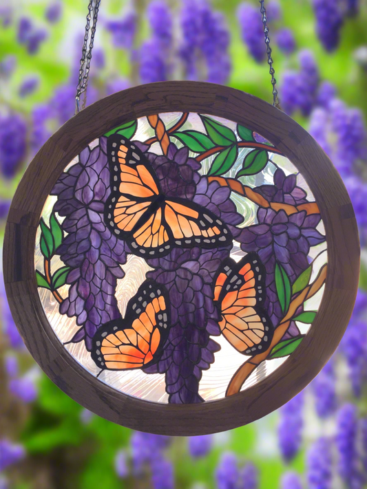 Monarchs and Wisteria Panel
