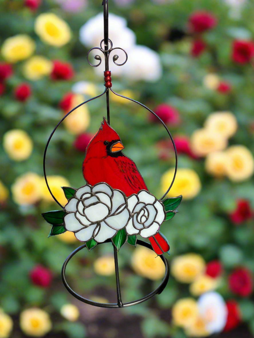 Cardinal with Roses