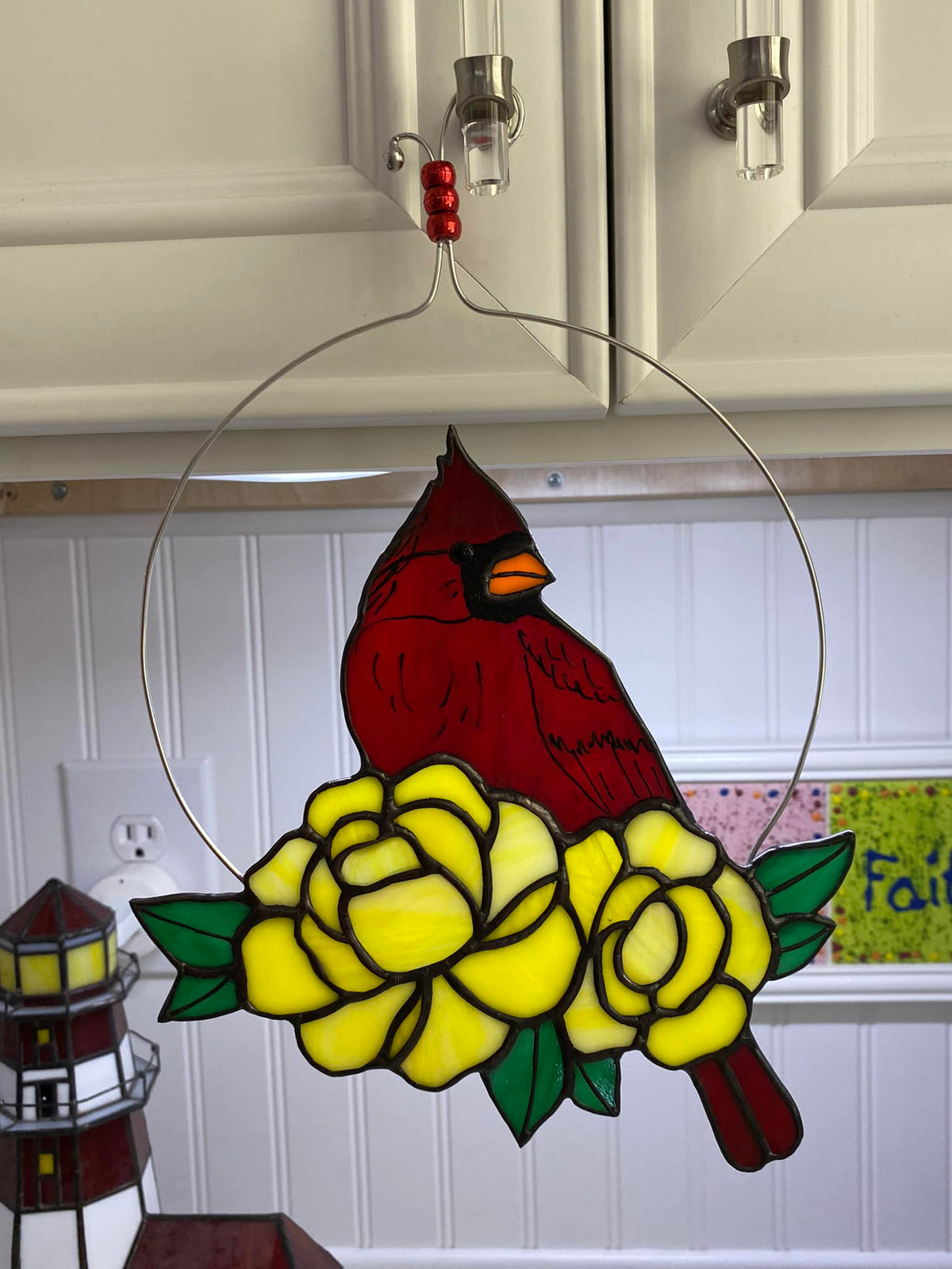 Cardinal With Roses Cardinal with Roses – Wier Art Glass