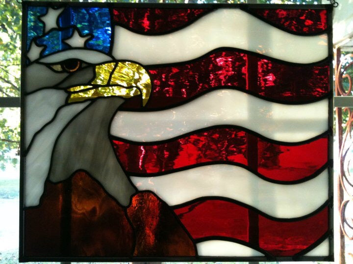 Wier Old Glory Eagle and Flag Panel – Wier Art Glass