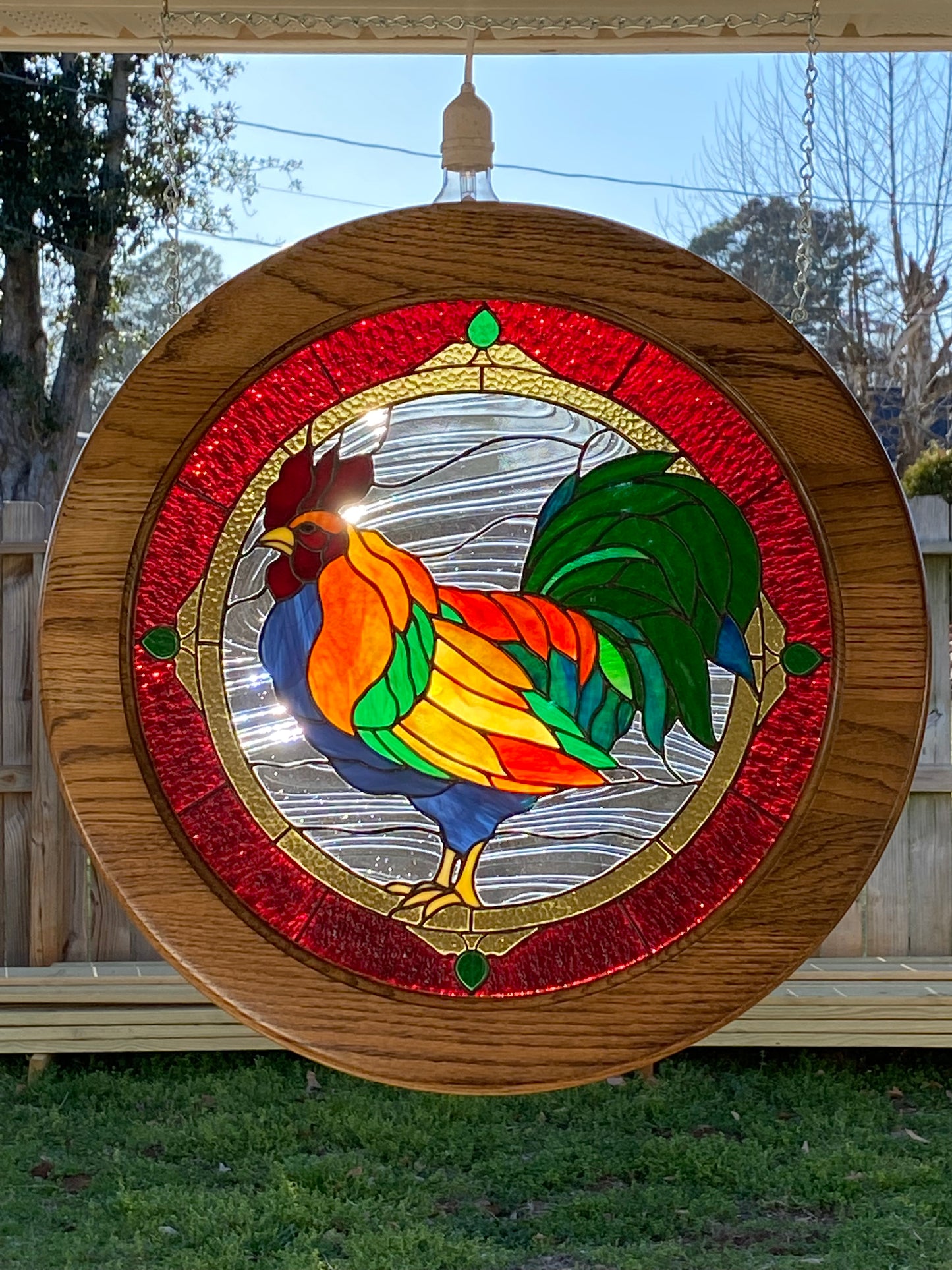 Rooster Round Panel