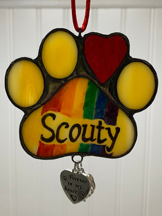 In Loving Memory of a Devoted Friend Paw Suncatcher