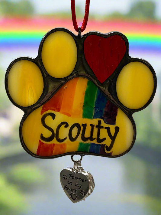 In Loving Memory of a Devoted Friend Paw Suncatcher