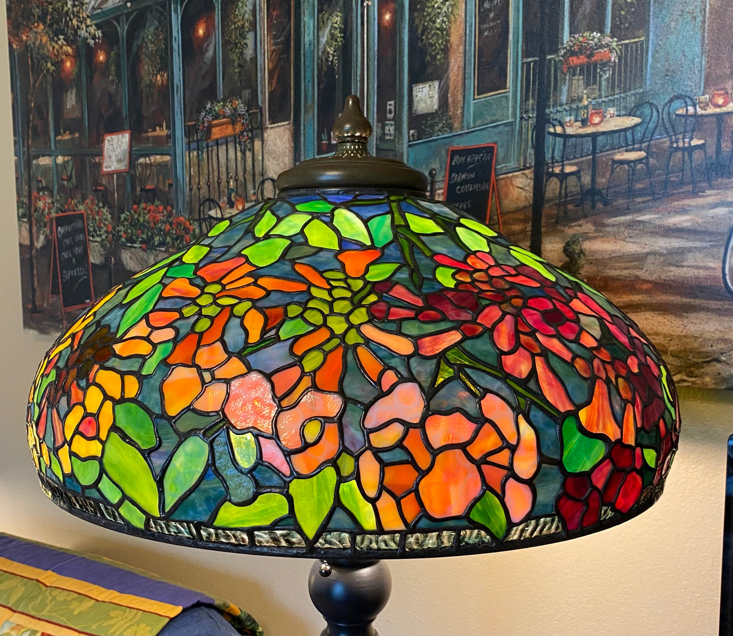 Tiffany 22” Trumpet Vine Turban Lamp