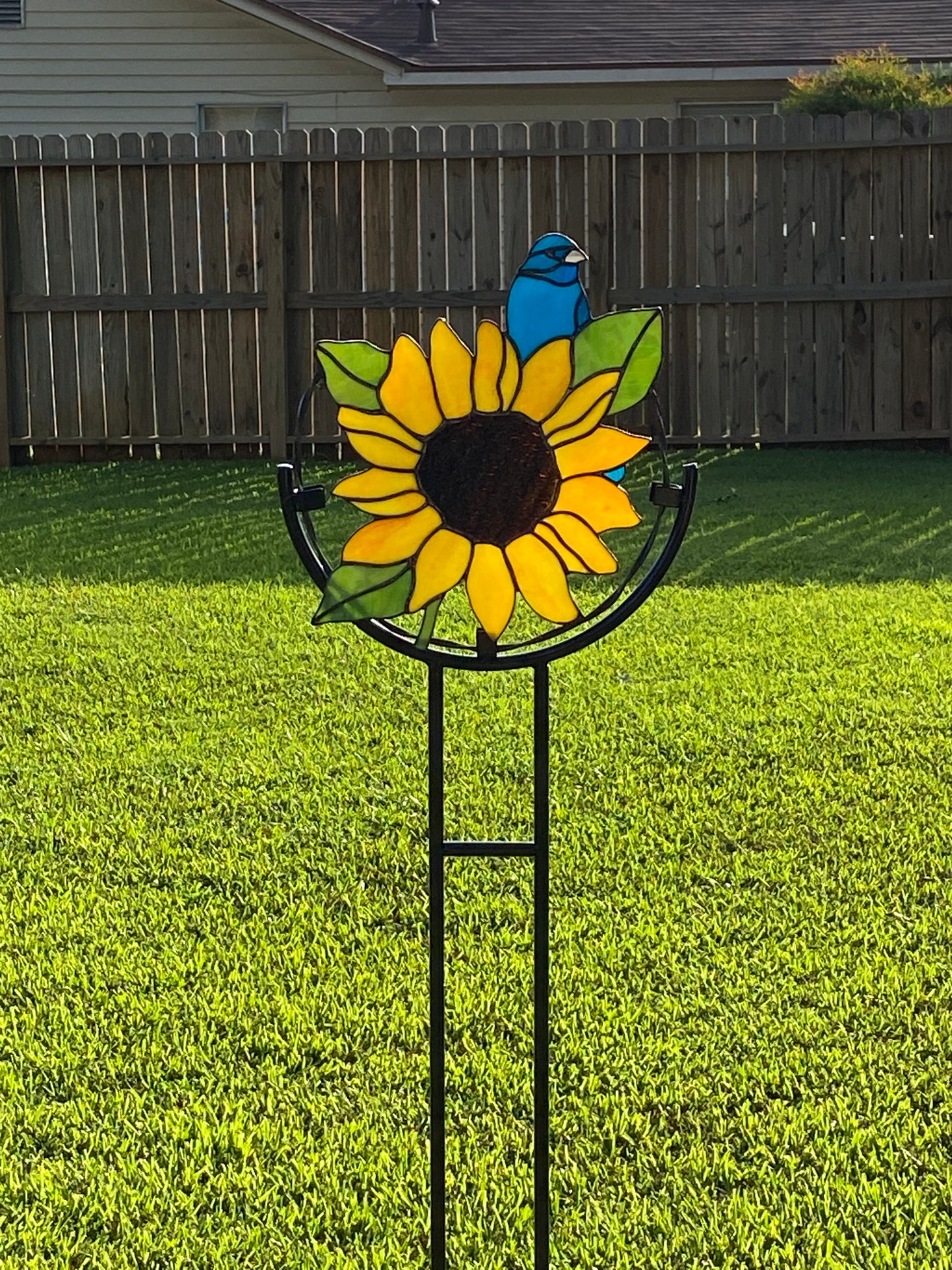 Sunflower Indigo Bunting Garden Stake