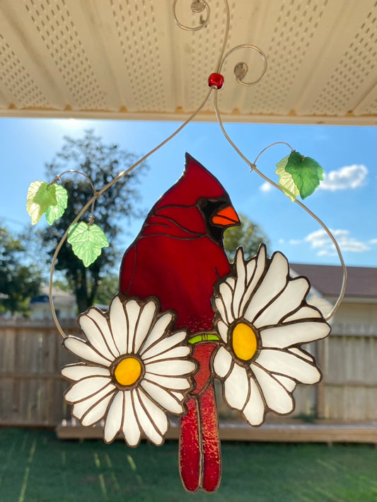 Cardinal with Daisies