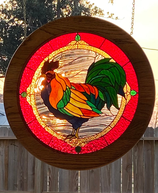 Rooster Round Panel