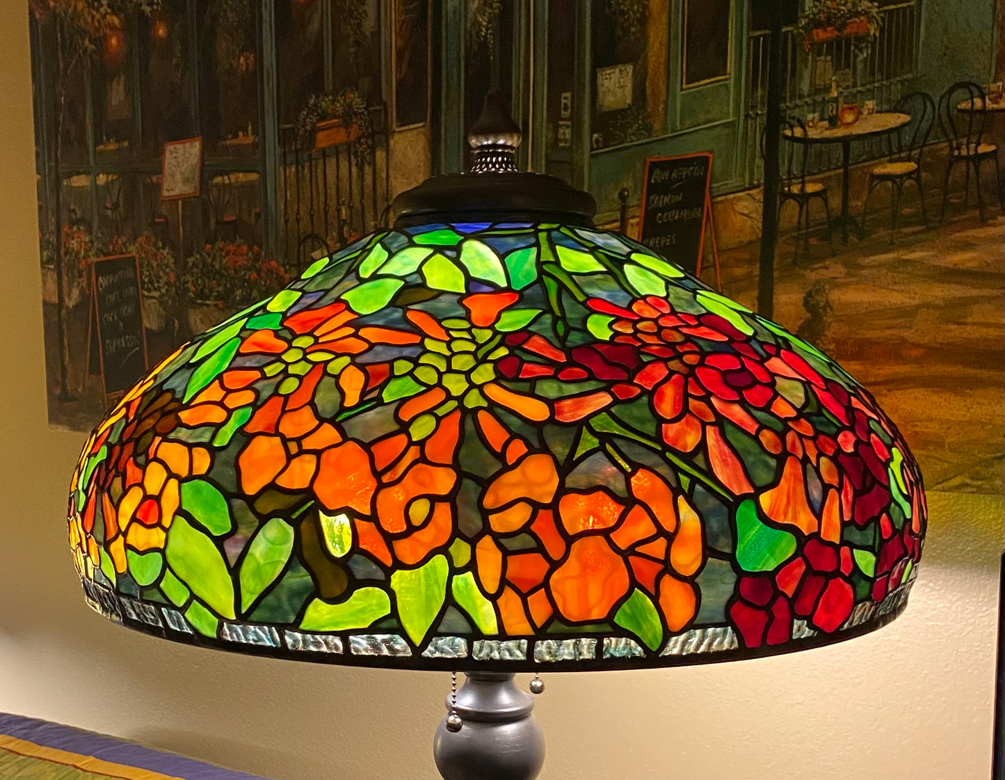 Tiffany 22” Trumpet Vine Turban Lamp