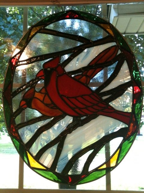 Large Cardinal Pair Oval Panel