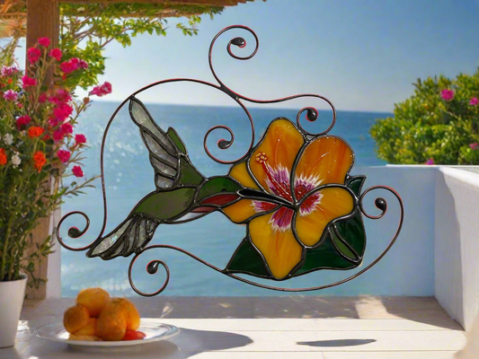 Hummingbird with Hibiscus